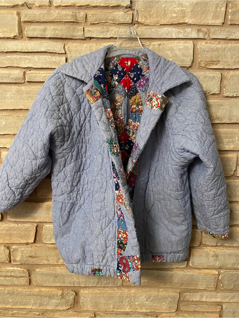 Handmade Quilted Patchwork Boho Oversized Jacket Cotton Wellmade Unique No Size - Picture 9 of 13